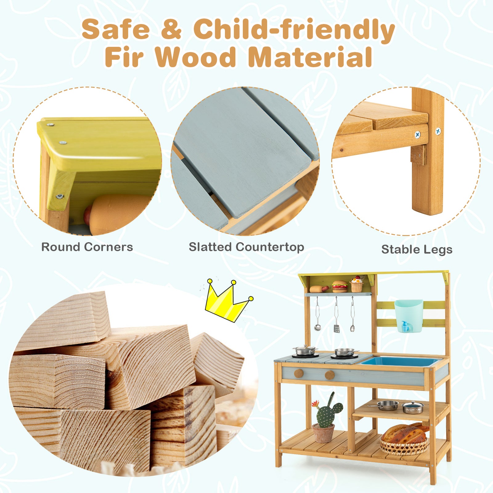 Educational Messy Play Mud Kitchen with Water Box