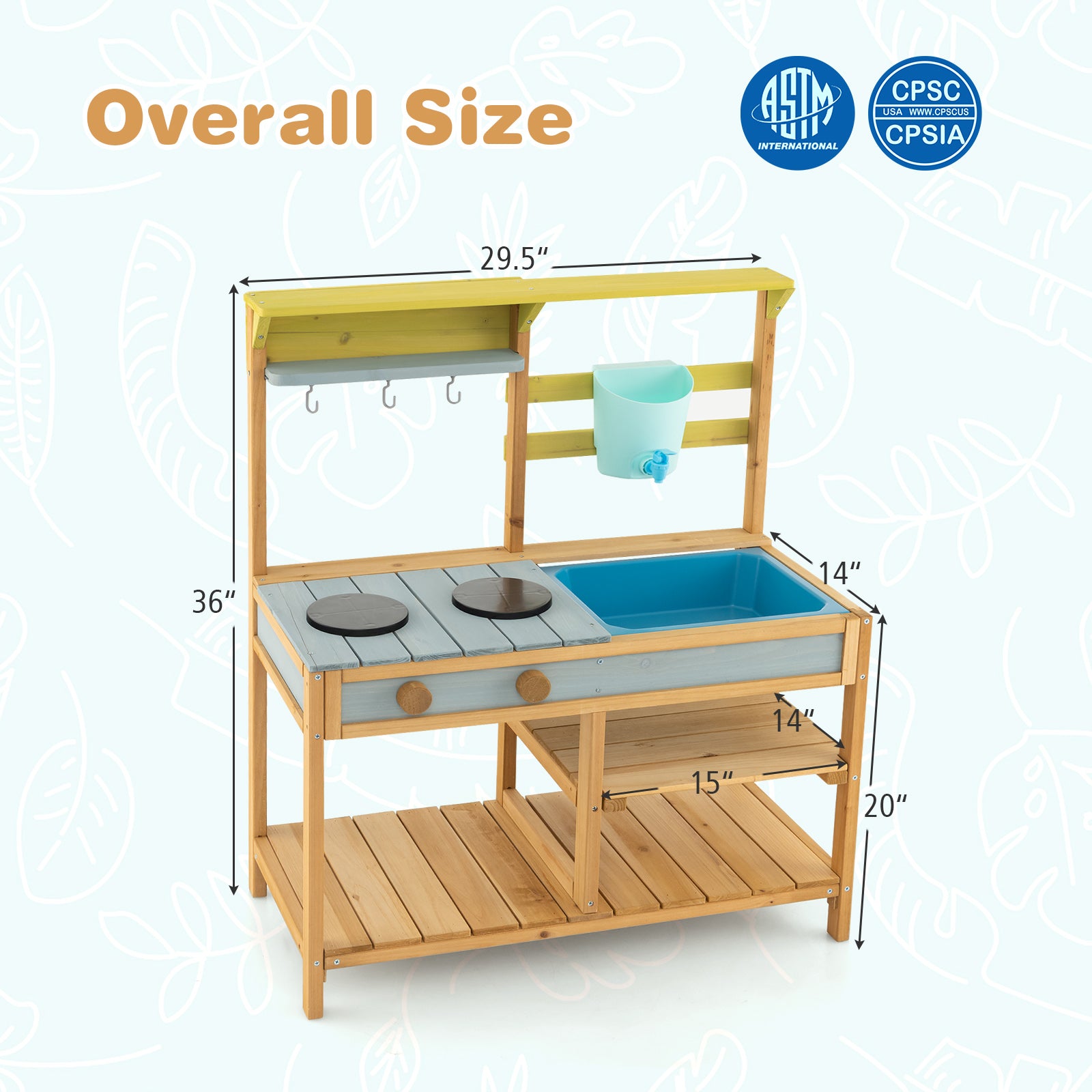 Educational Messy Play Mud Kitchen with Water Box