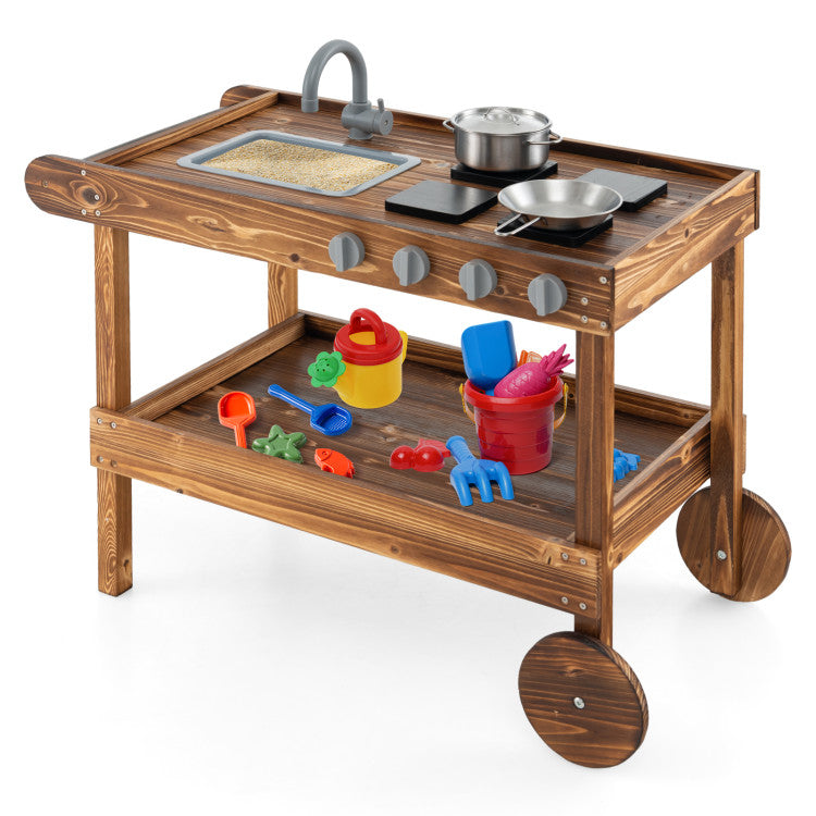 Mobile Outdoor Mud Kitchen with Wheels