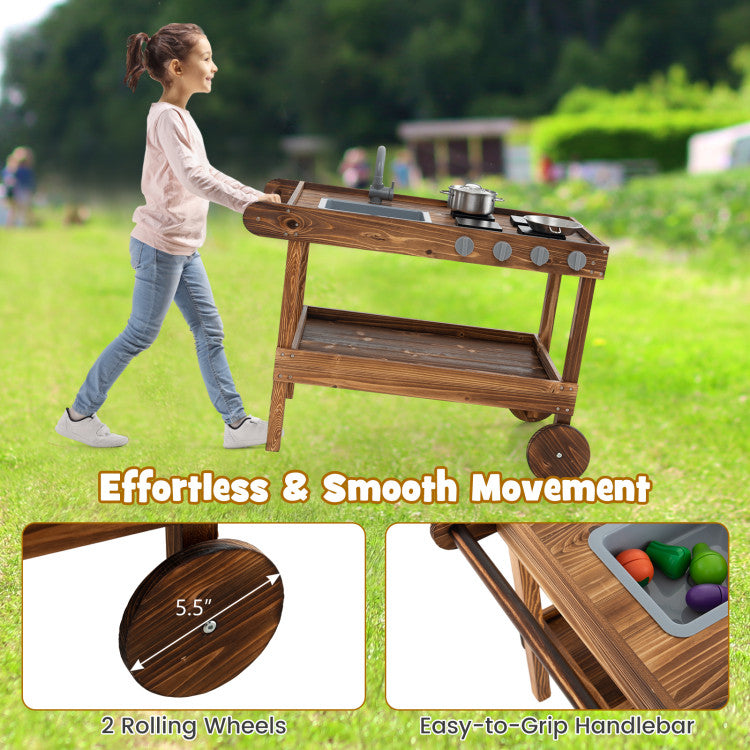 Mobile Outdoor Mud Kitchen with Wheels