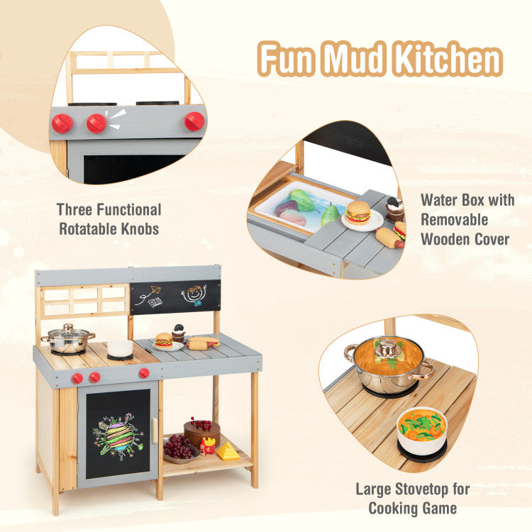 Outdoor Mud Kitchen with Water Dispenser for Kids