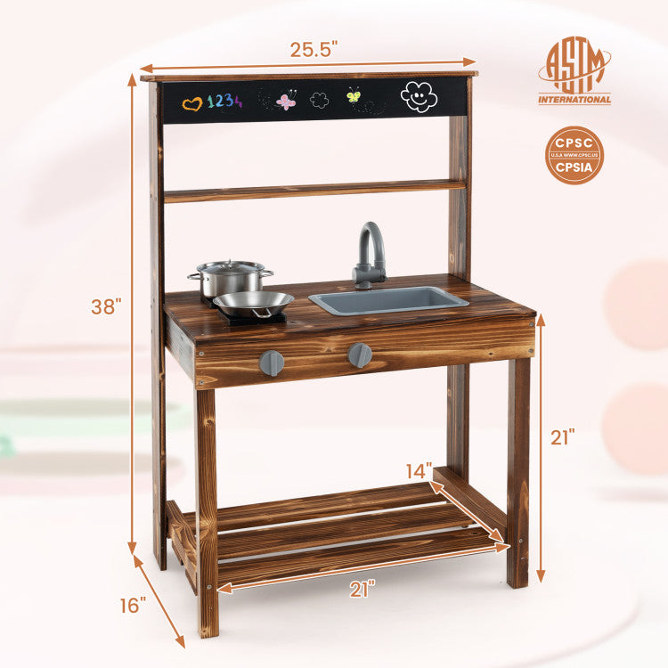 Outdoor Mud Kitchen with Rotatable Faucet & Removable Sink