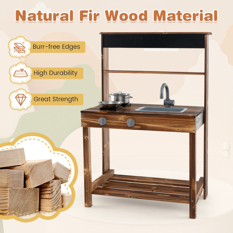 Outdoor Mud Kitchen with Rotatable Faucet & Removable Sink
