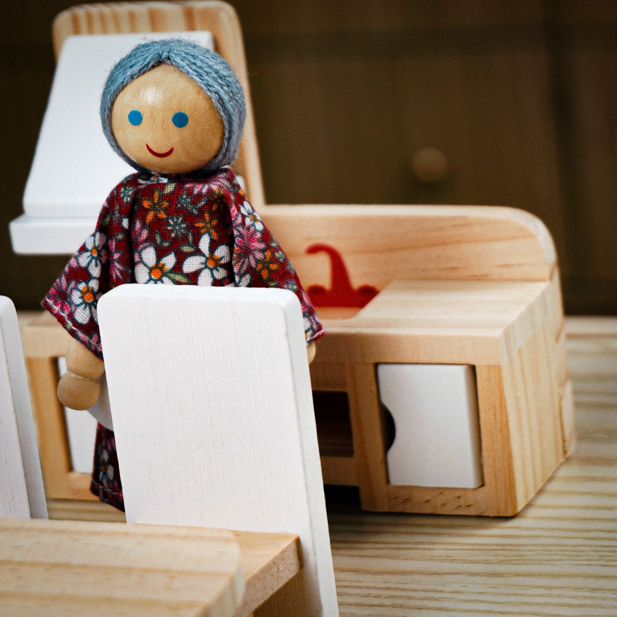 Wooden Dollhouse Furniture Set
