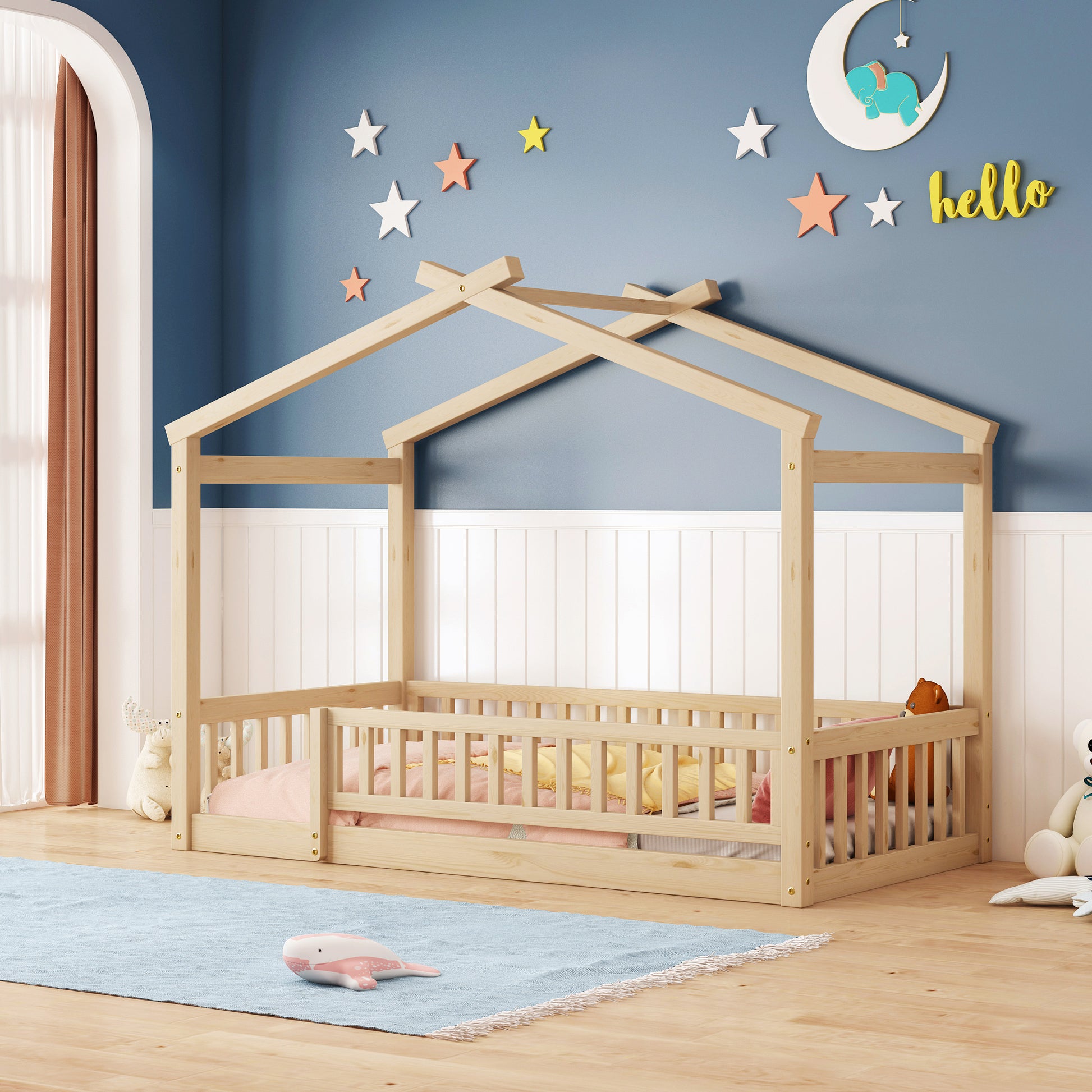 Twin Size Pine House Bed Frame No Box Spring Needed