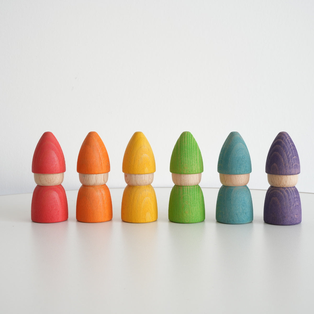 Wooden Rainbow Peg Doll Set