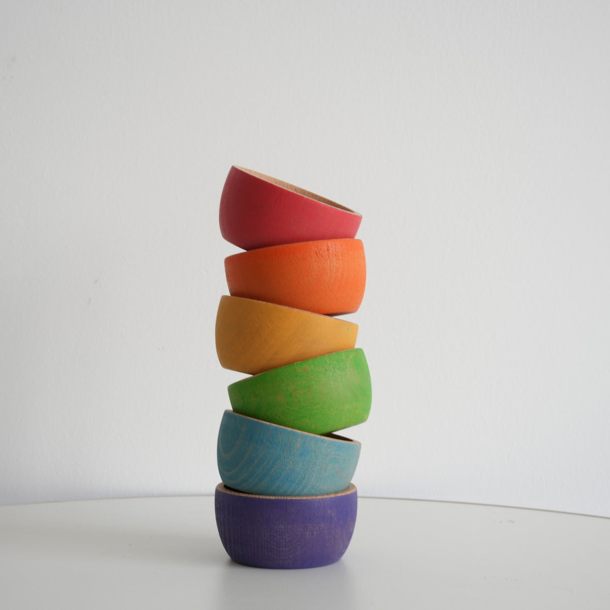 Wooden Rainbow Stacking Bowls Set