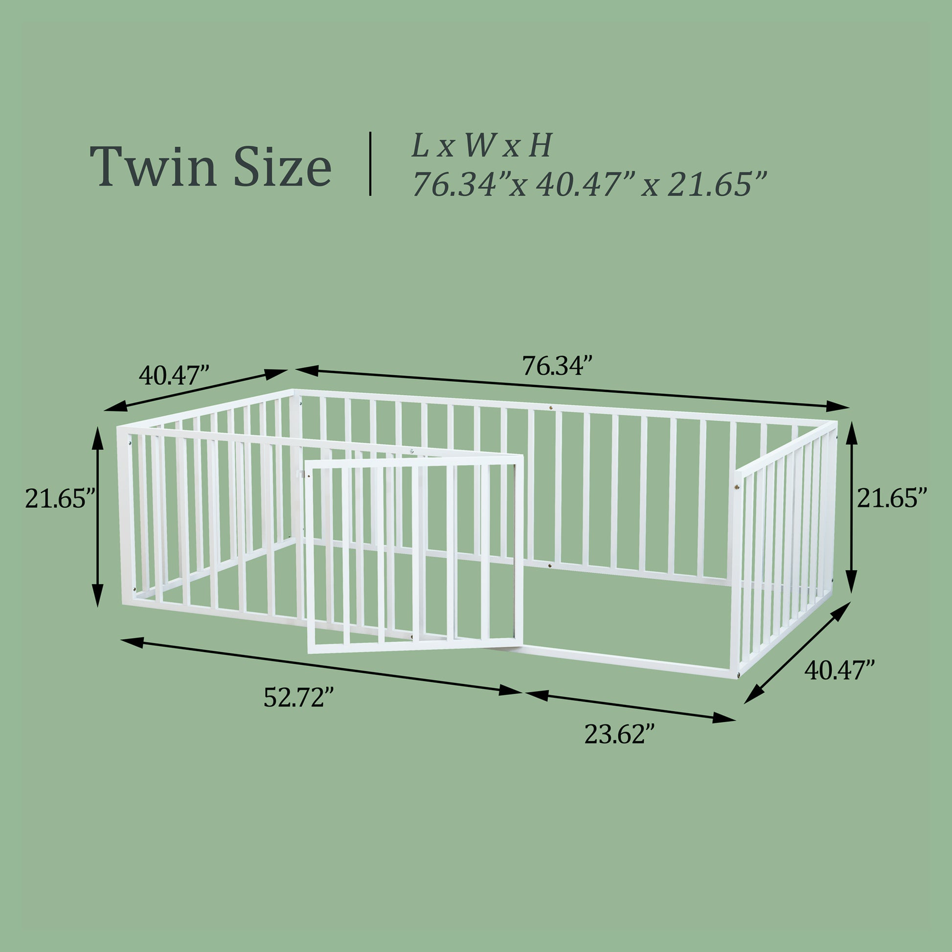 Twin Size Metal Montessori Floor Bed with Open Gate