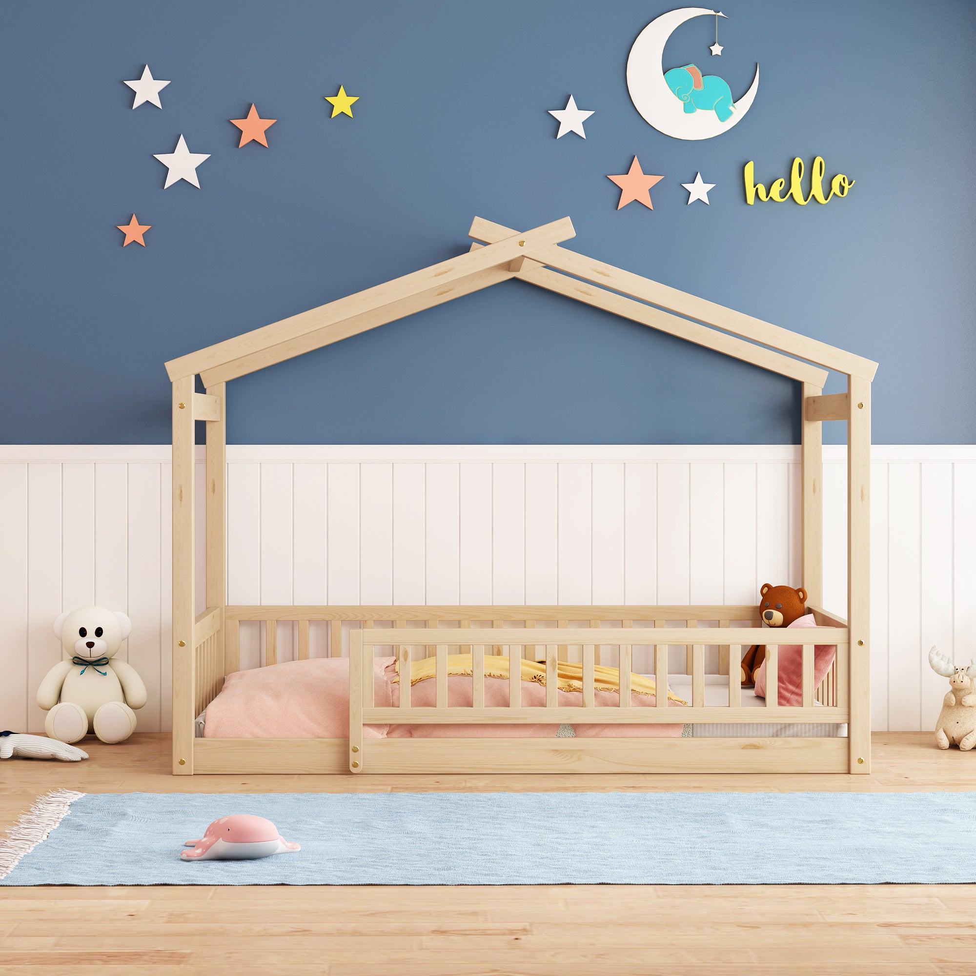 Twin Size Pine House Bed Frame No Box Spring Needed