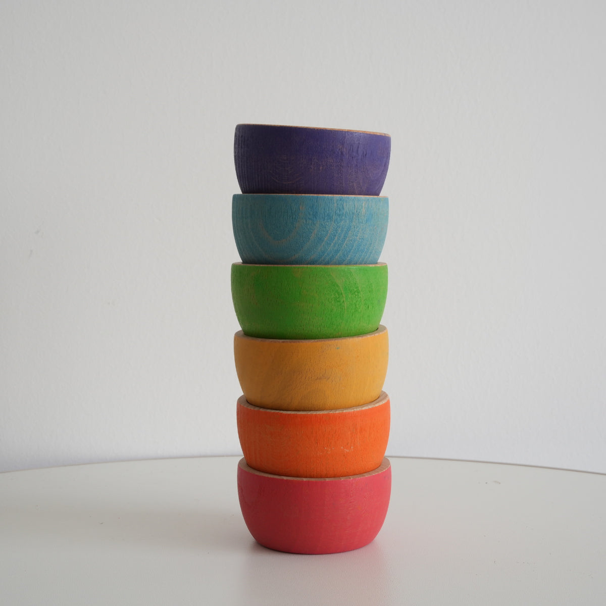 Wooden Rainbow Stacking Bowls Set