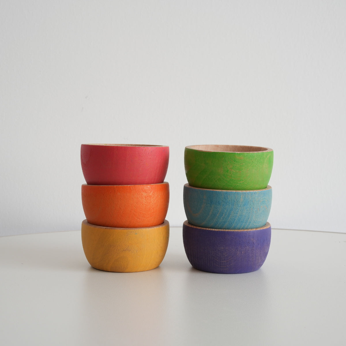 Wooden Rainbow Stacking Bowls Set