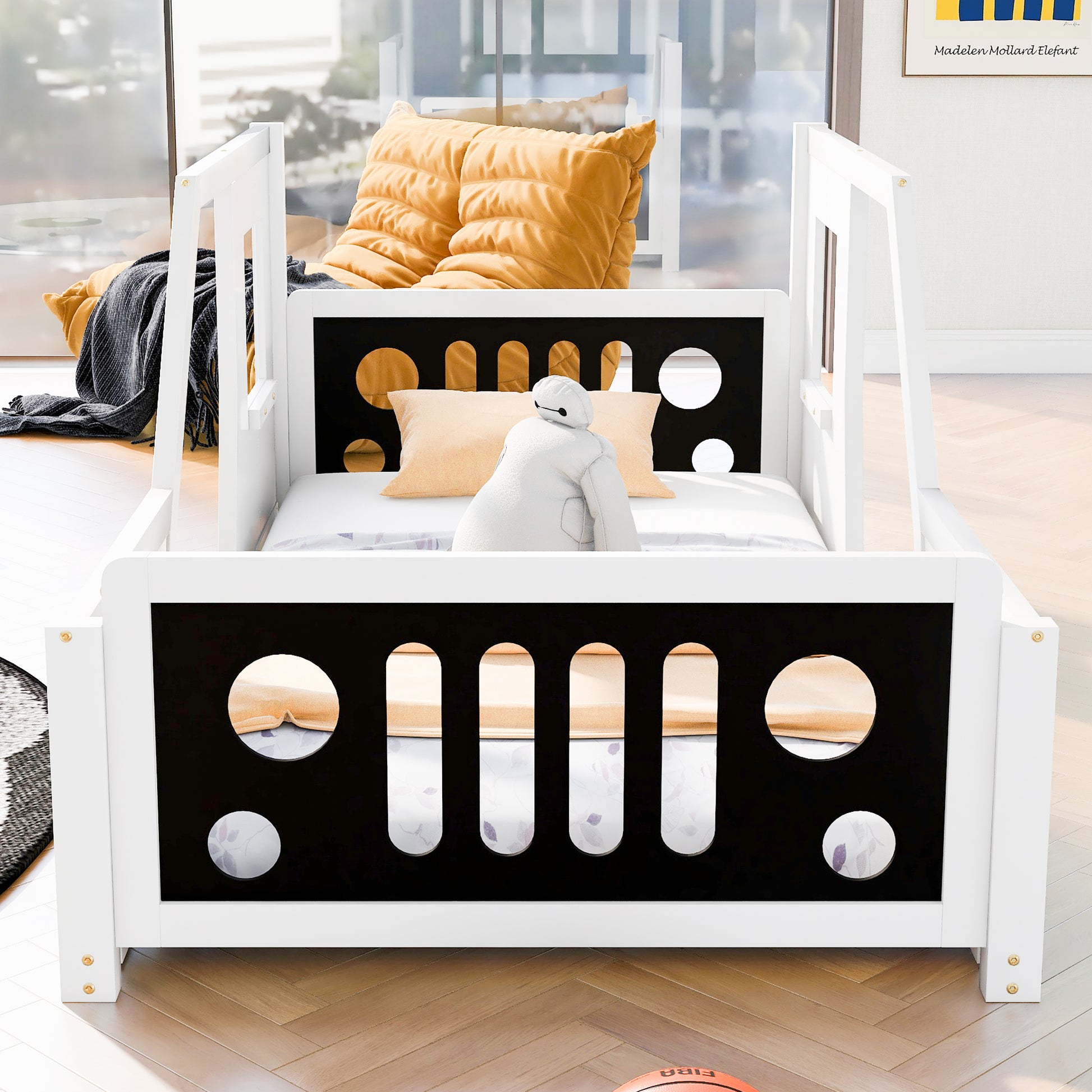 Twin Car-Shaped Pine Platform Bed for Kids