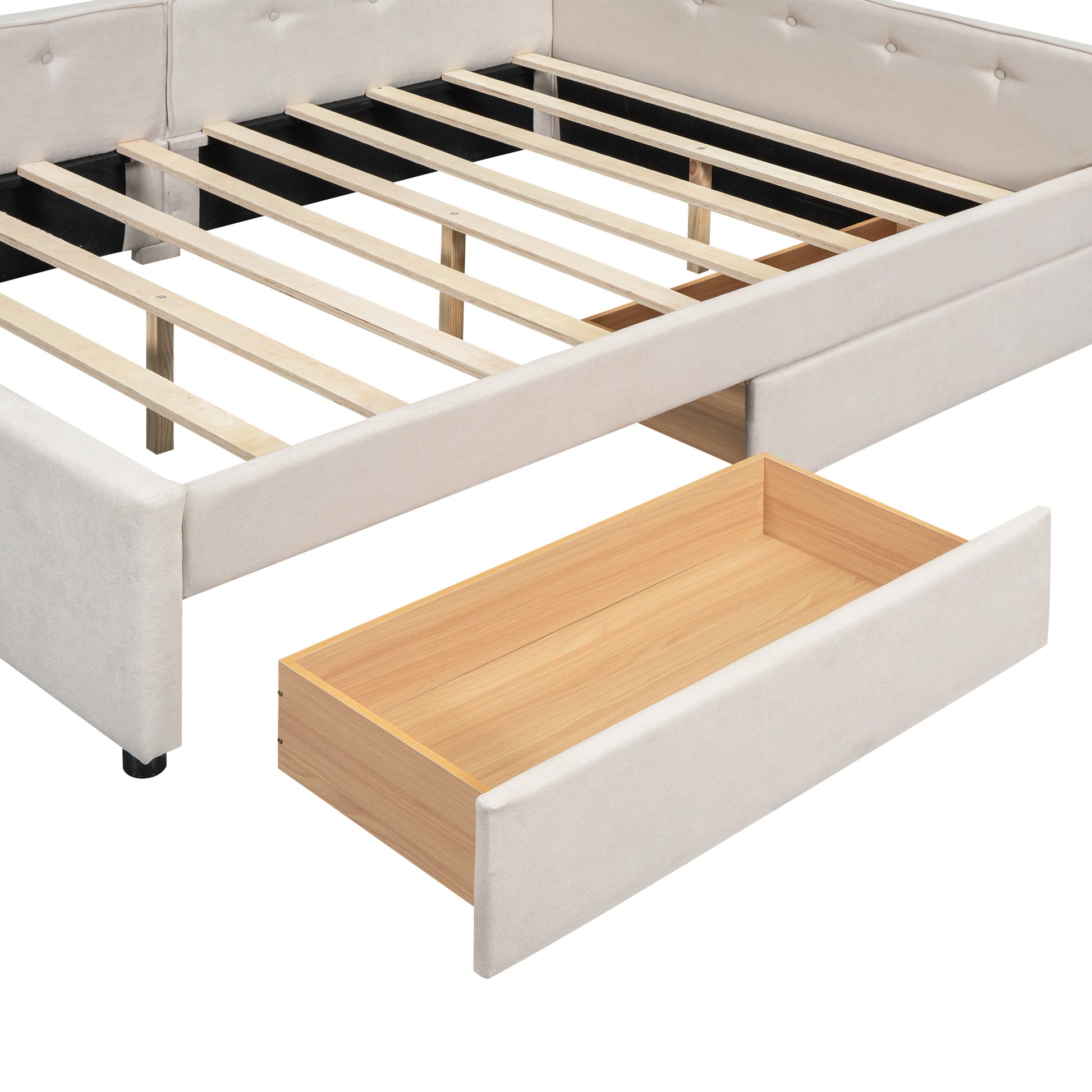 Full Size Upholstered Platform Bed with Drawers