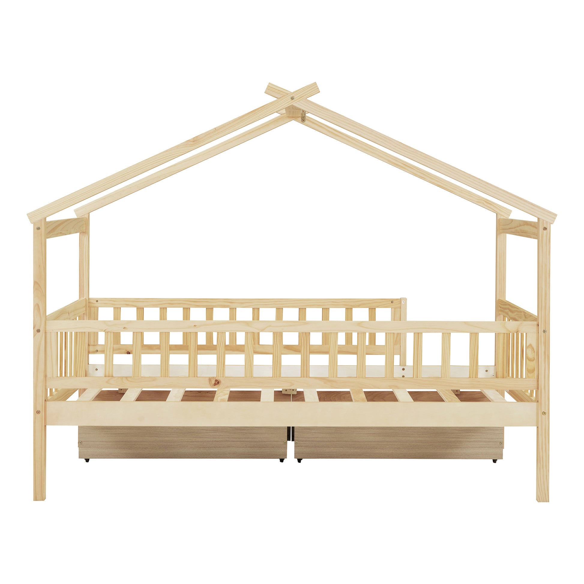 Twin Size Wood House Bed with Storage Drawers