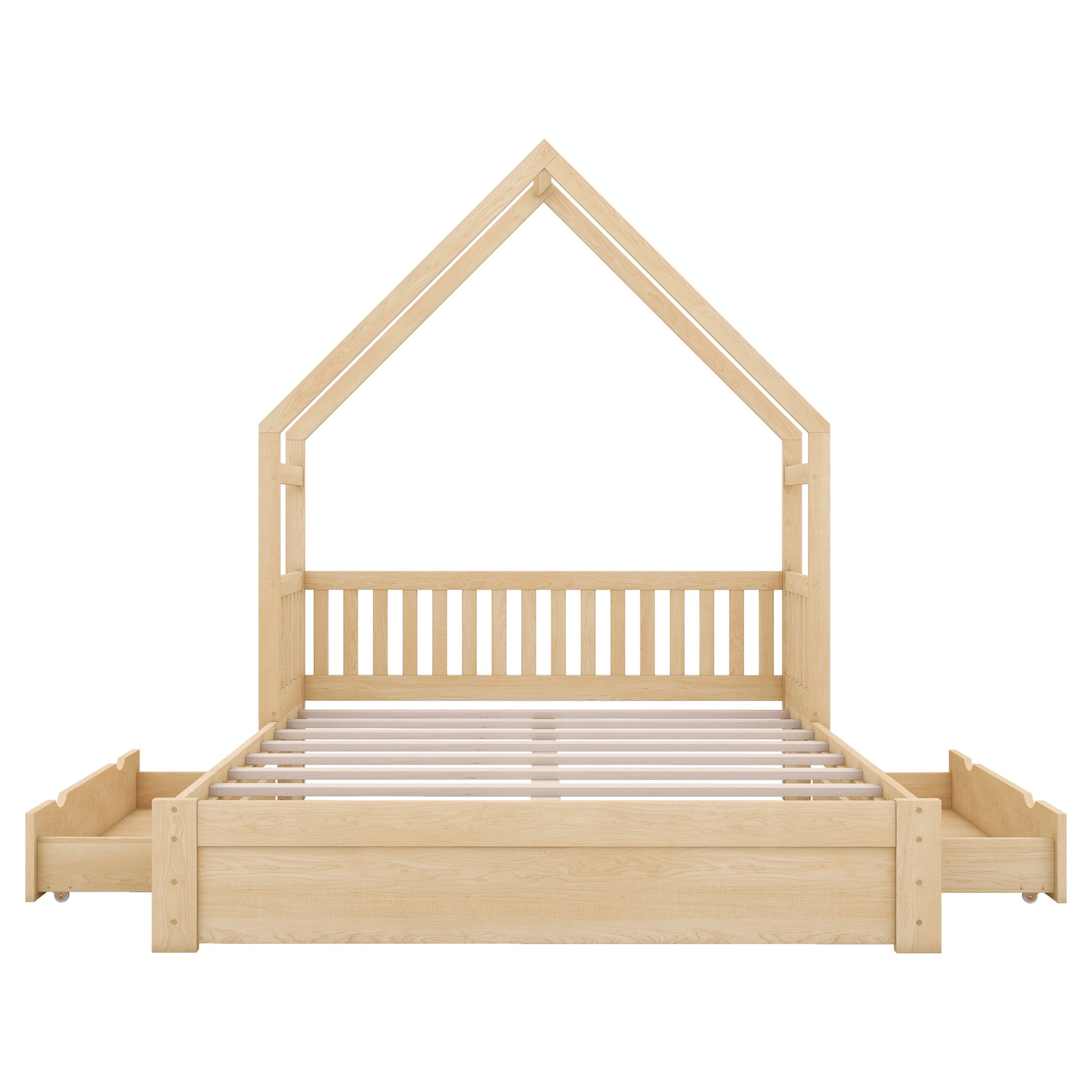 Queen House Platform Bed with Storage Drawers