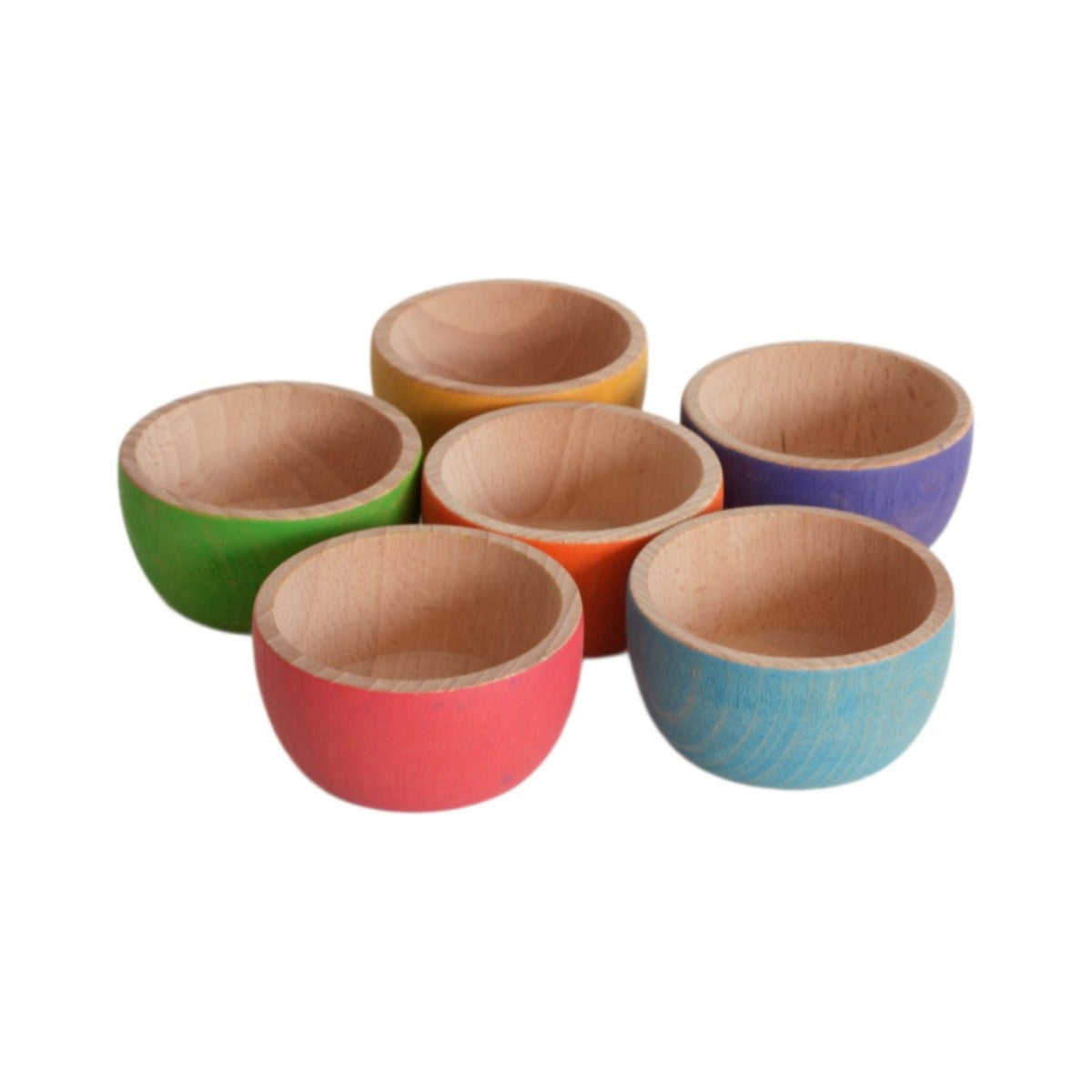 Wooden Rainbow Stacking Bowls Set