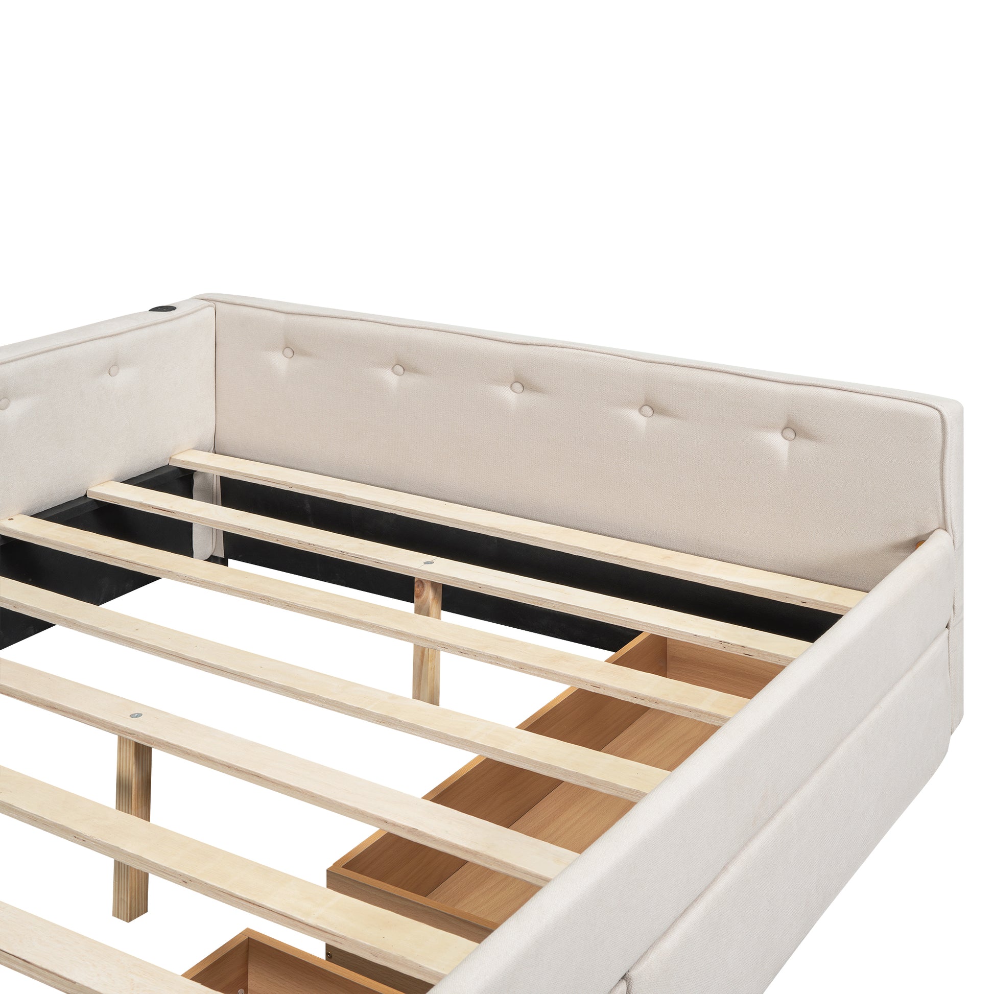 Full Size Upholstered Platform Bed with Drawers