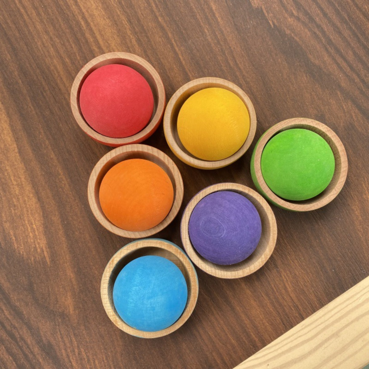Wooden Rainbow Stacking Bowls Set