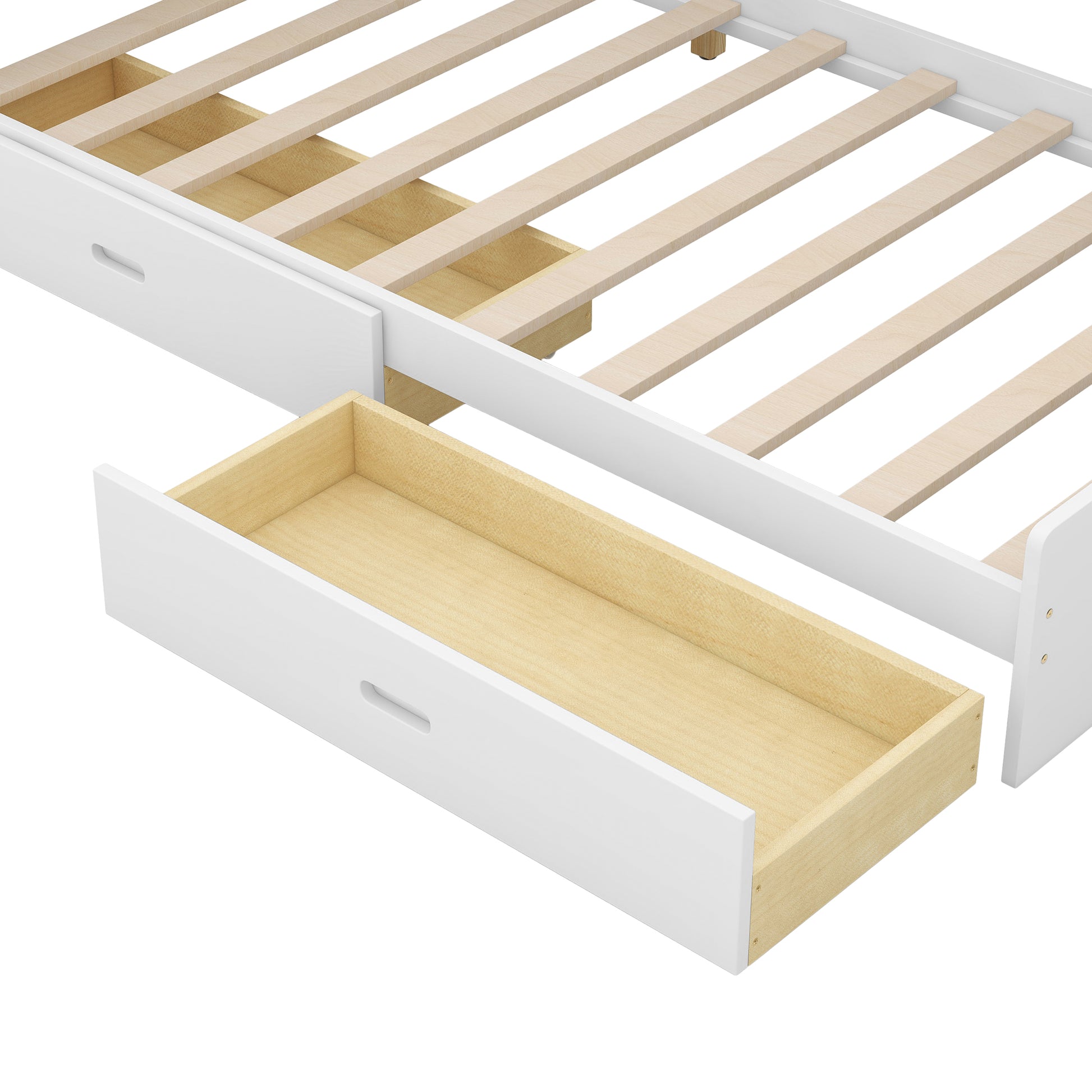 Twin Platform Bed with Bookcase Headboard and Drawer