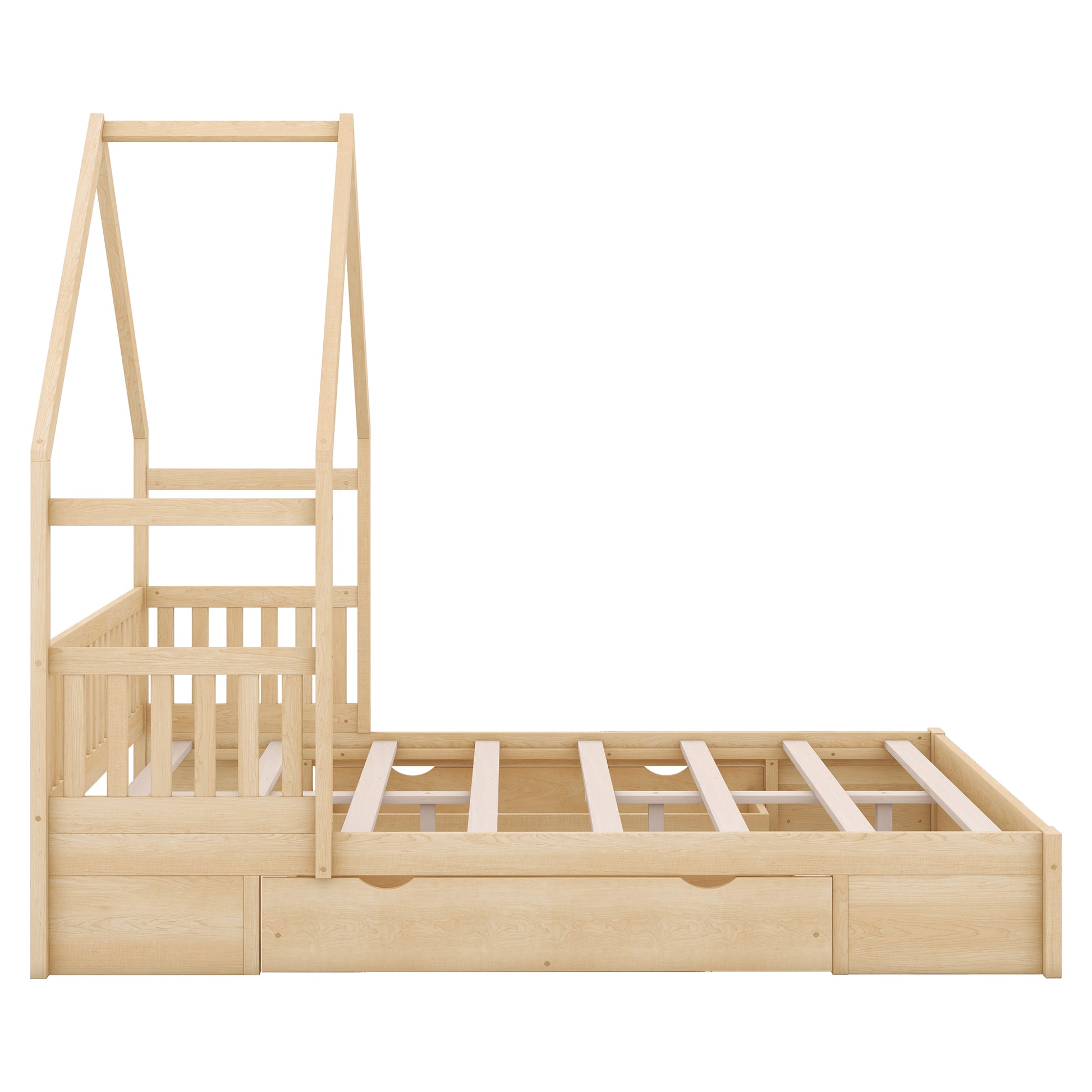 Queen House Platform Bed with Storage Drawers
