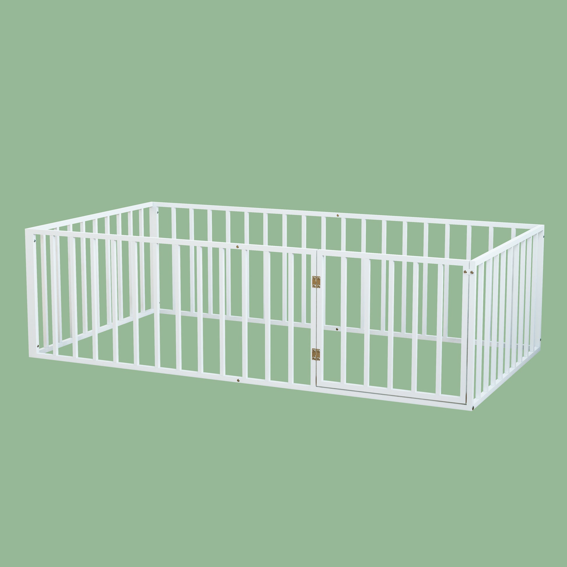 Twin Size Metal Montessori Floor Bed with Open Gate
