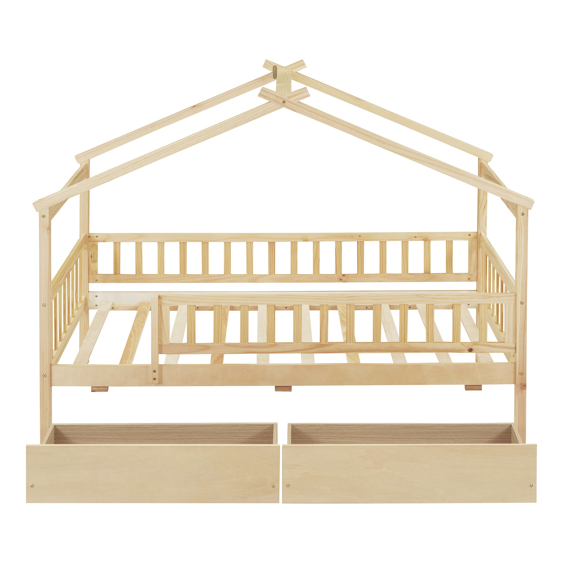 Twin Size Wood House Bed with Storage Drawers