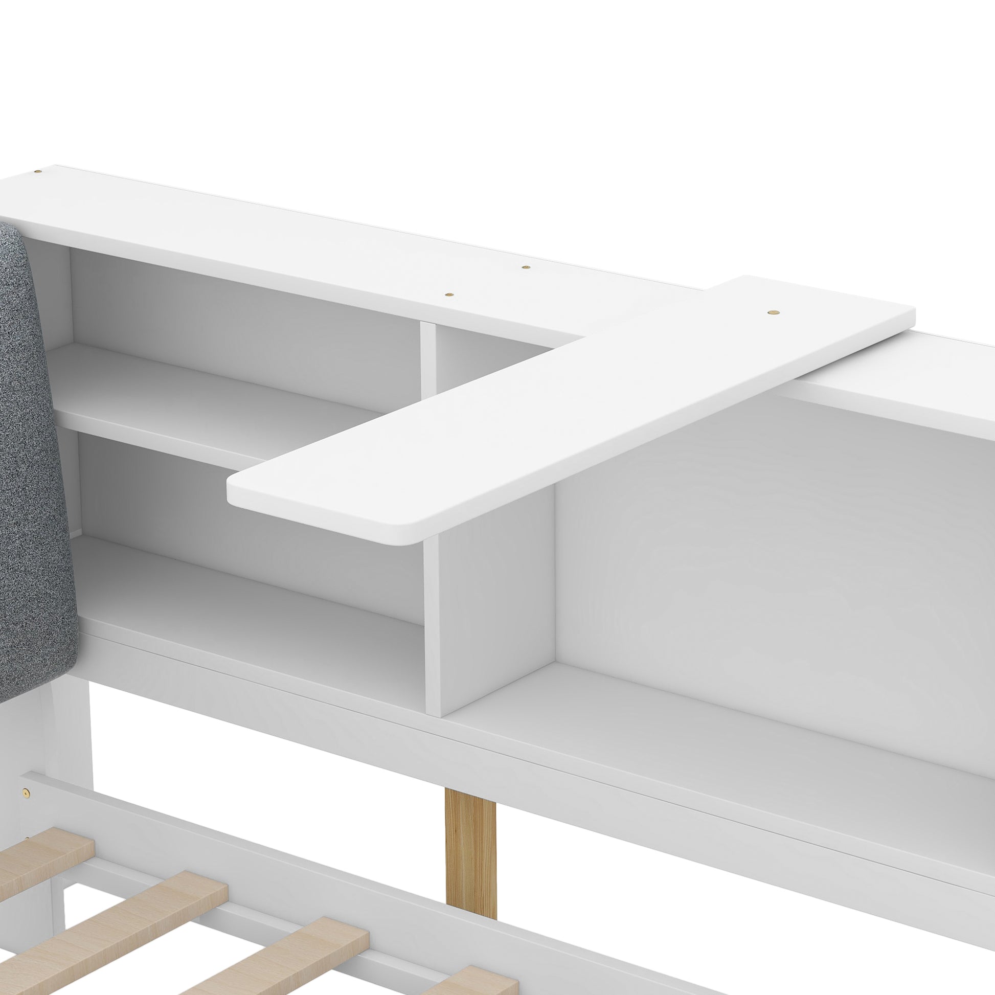 Twin Platform Bed with Bookcase Headboard and Drawer
