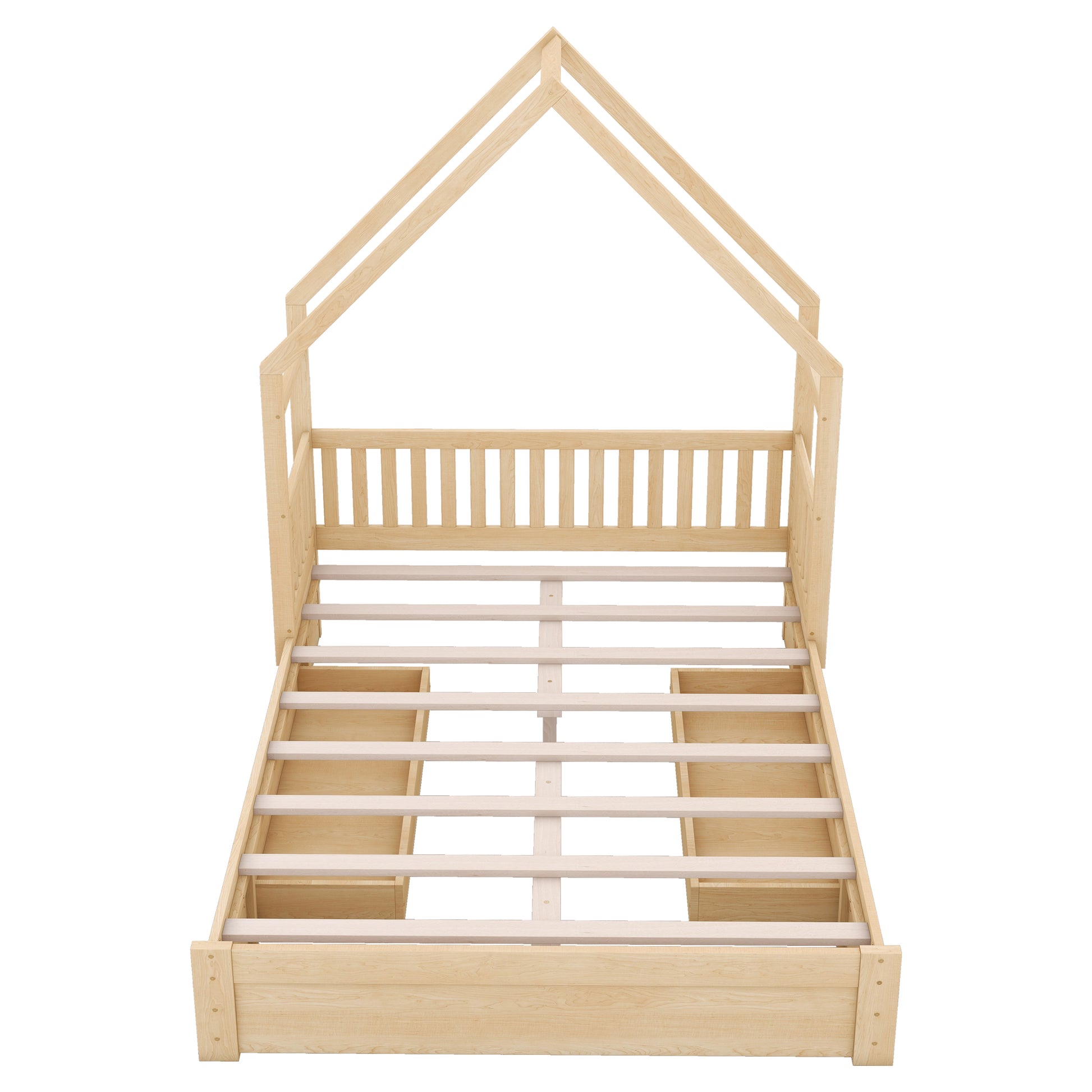 Queen House Platform Bed with Storage Drawers