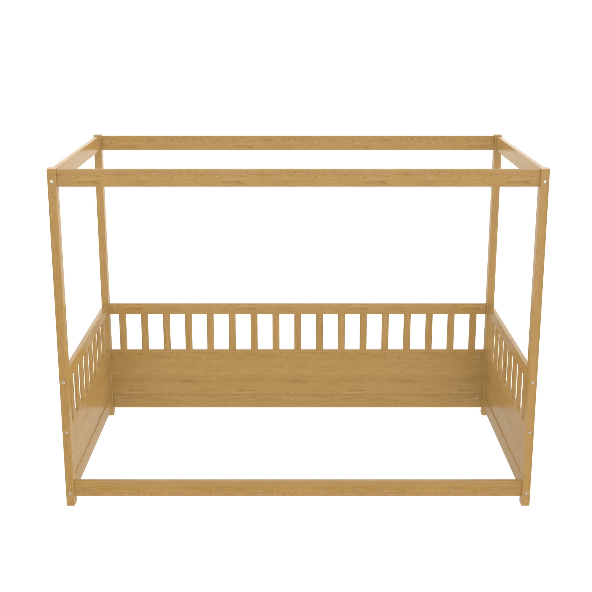 Twin Pine Canopy Floor Bed with Three-Side Rails