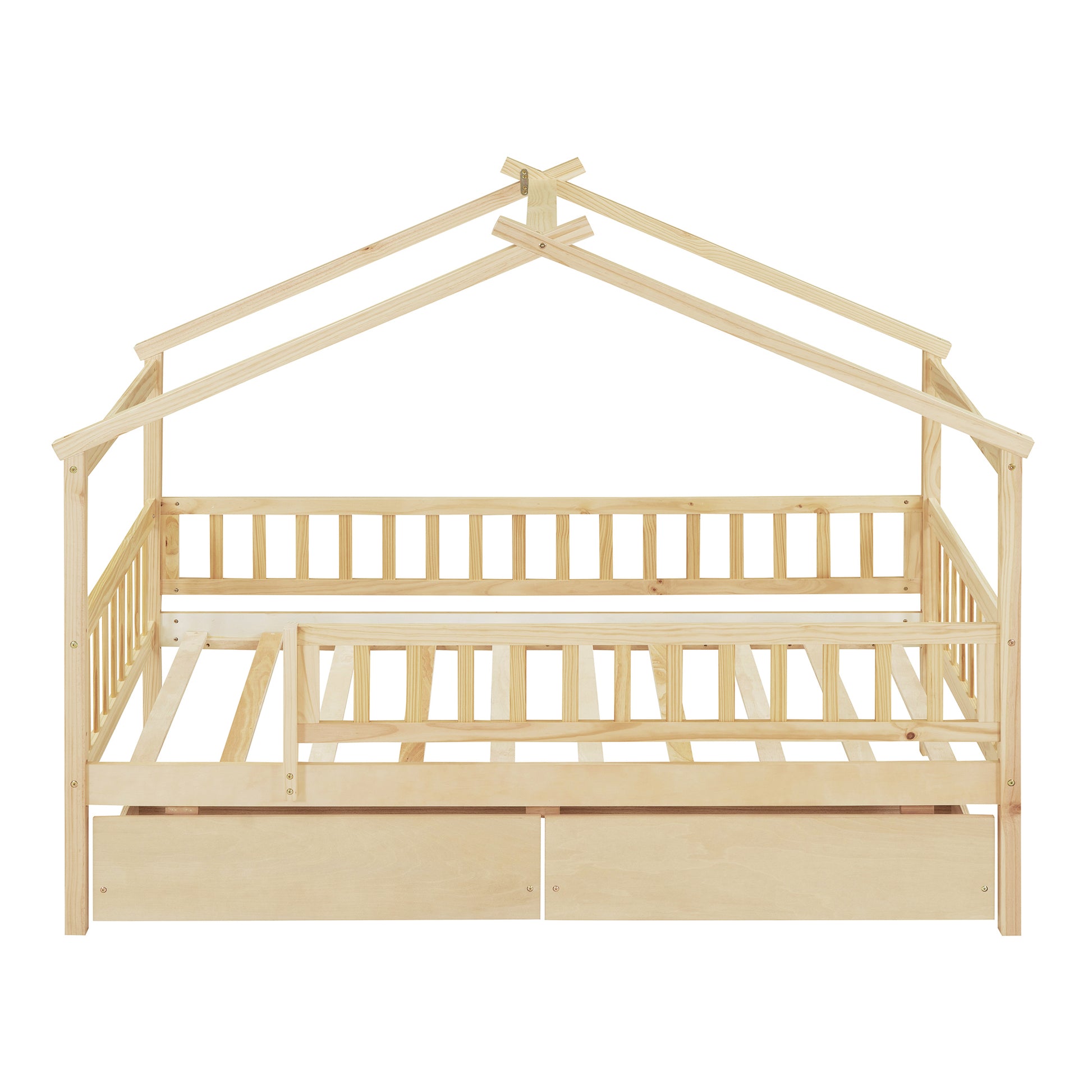 Twin Size Wood House Bed with Storage Drawers