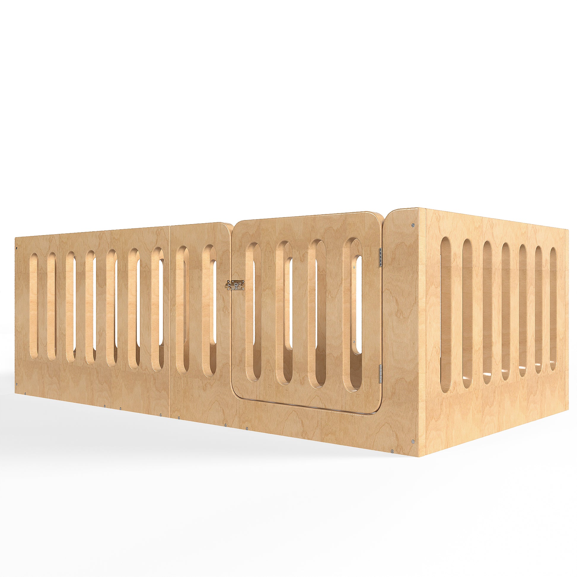 Twin Size Plywood Floor Bed with High Fence and Door