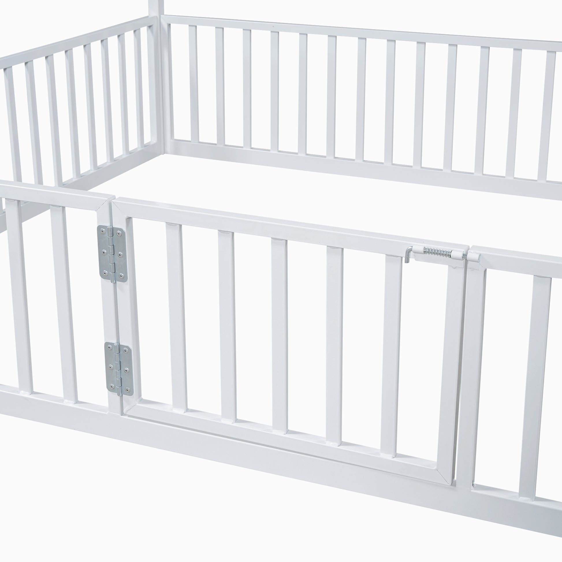 Full Size Metal House Bed with Fence