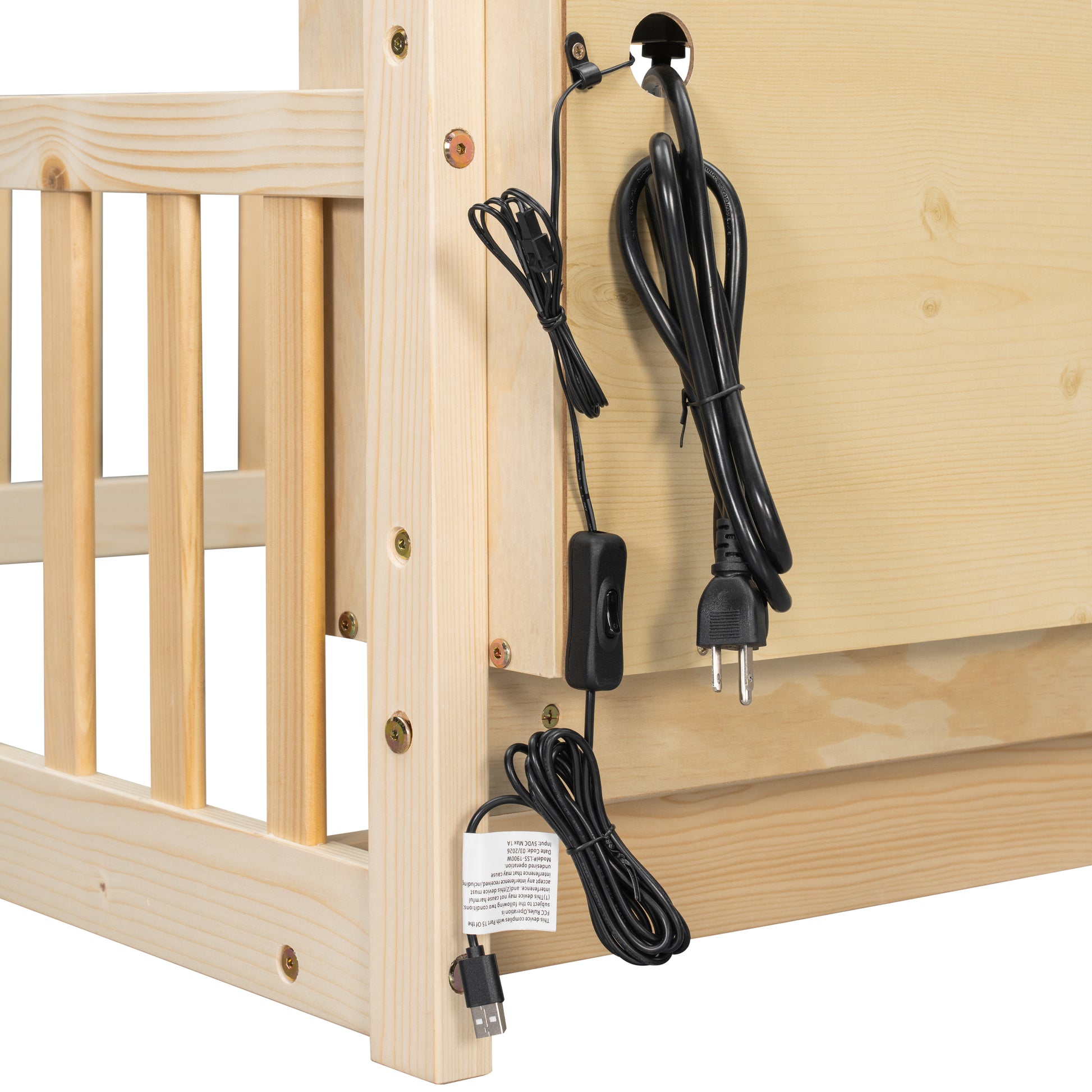 Twin House Floor Bed with Storage, LED Light and Charging