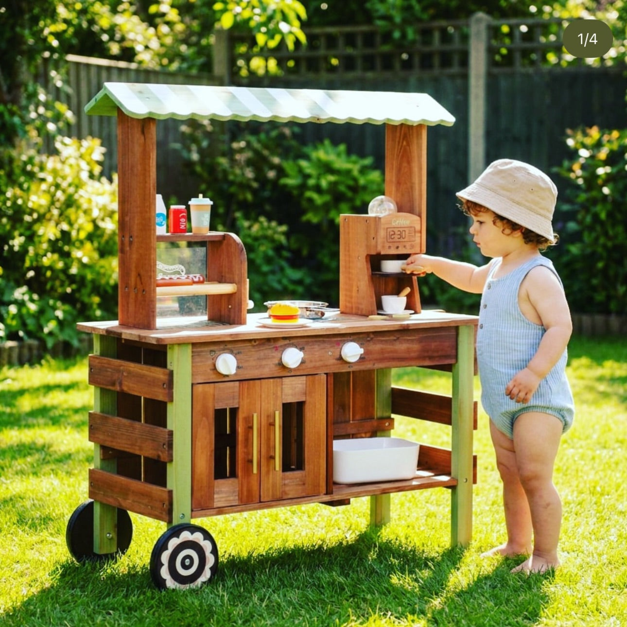 Hicooo® | Outdoor Wooden Play Kitchen Cart