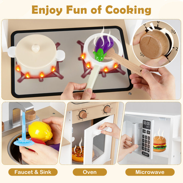 Toddler Wooden Play Kitchen with Chalkboard