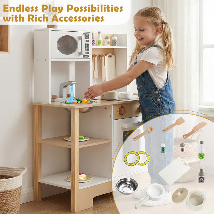 Toddler Wooden Play Kitchen with Chalkboard