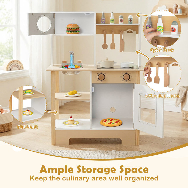 Toddler Wooden Play Kitchen with Chalkboard