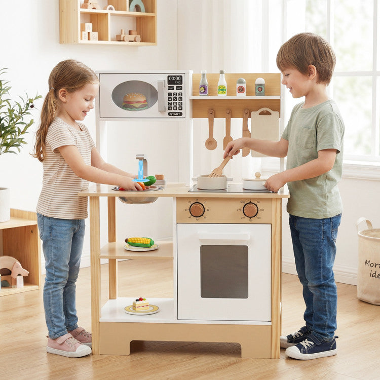 Toddler Wooden Play Kitchen with Chalkboard