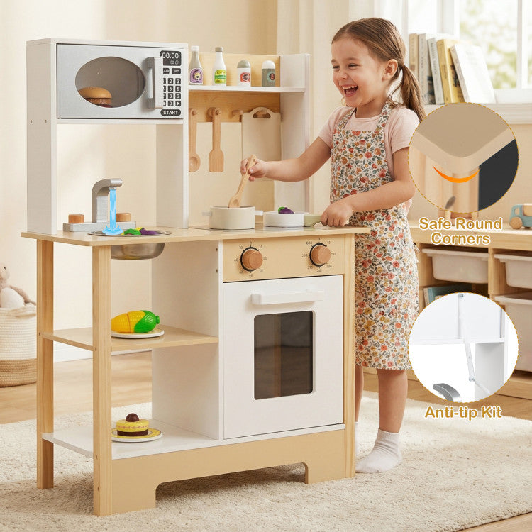 Toddler Wooden Play Kitchen with Chalkboard