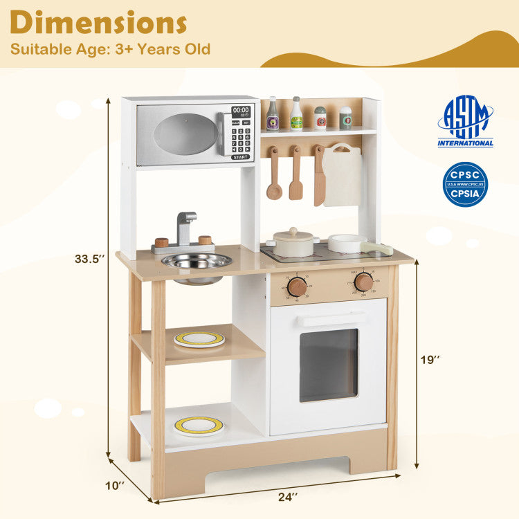 Toddler Wooden Play Kitchen with Chalkboard