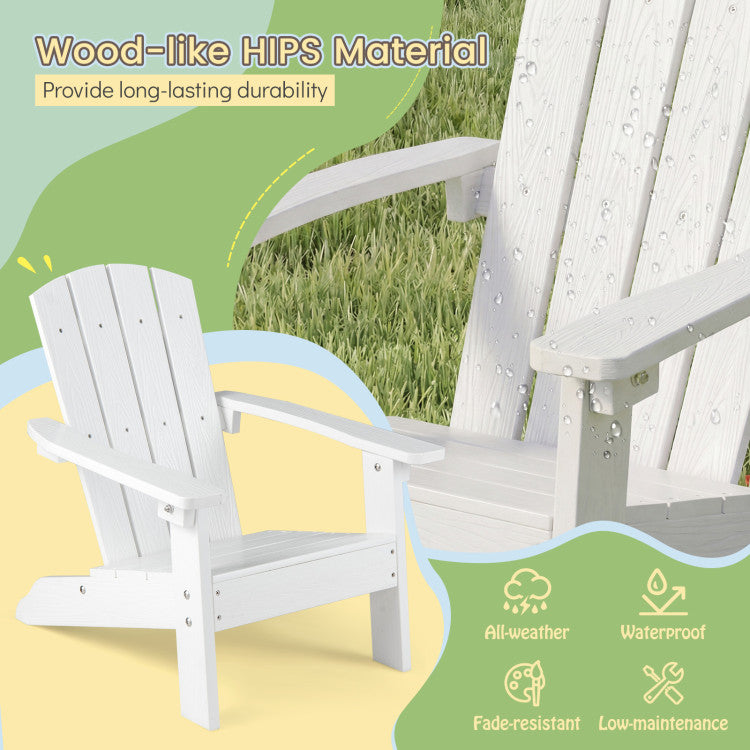 Set of 2 Kids Adirondack Chairs with Ergonomic Reclined Back & Wide Armrests