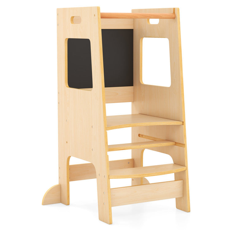 Adjustable Toddler Tower Step Stool with Chalkboard