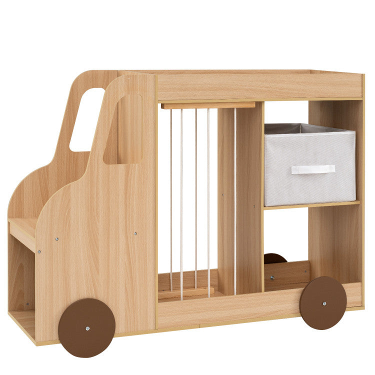 Kids Car Shaped Toy Storage Organizer with Stuffed Animal Zoo