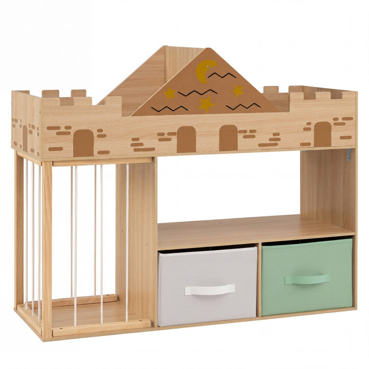Natural Wood Toy Storage Organizer with Open Shelves