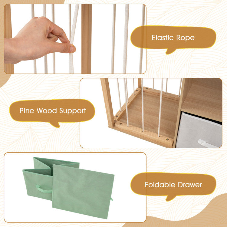 Natural Wood Toy Storage Organizer with Open Shelves