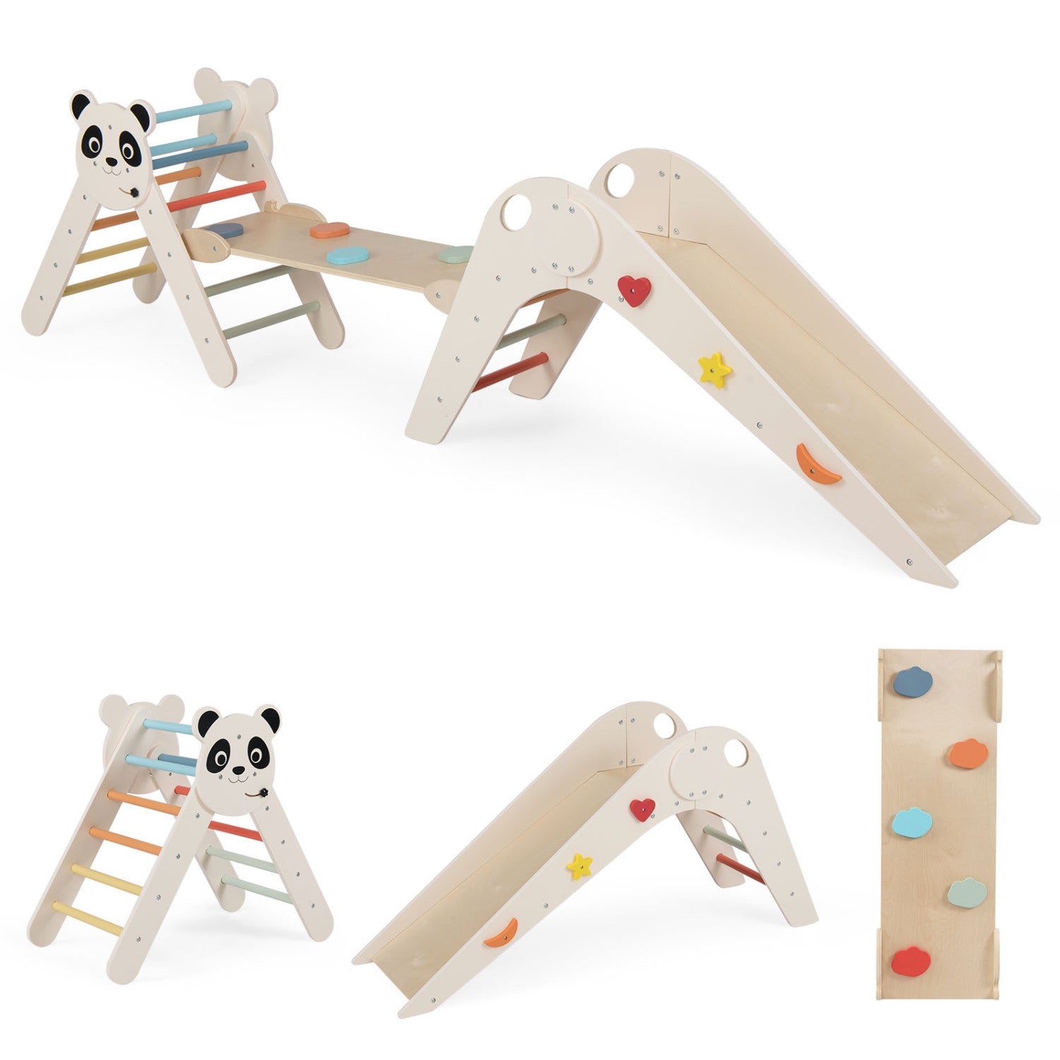 Panda Themed Foldable Wooden Climbing Triangle Set