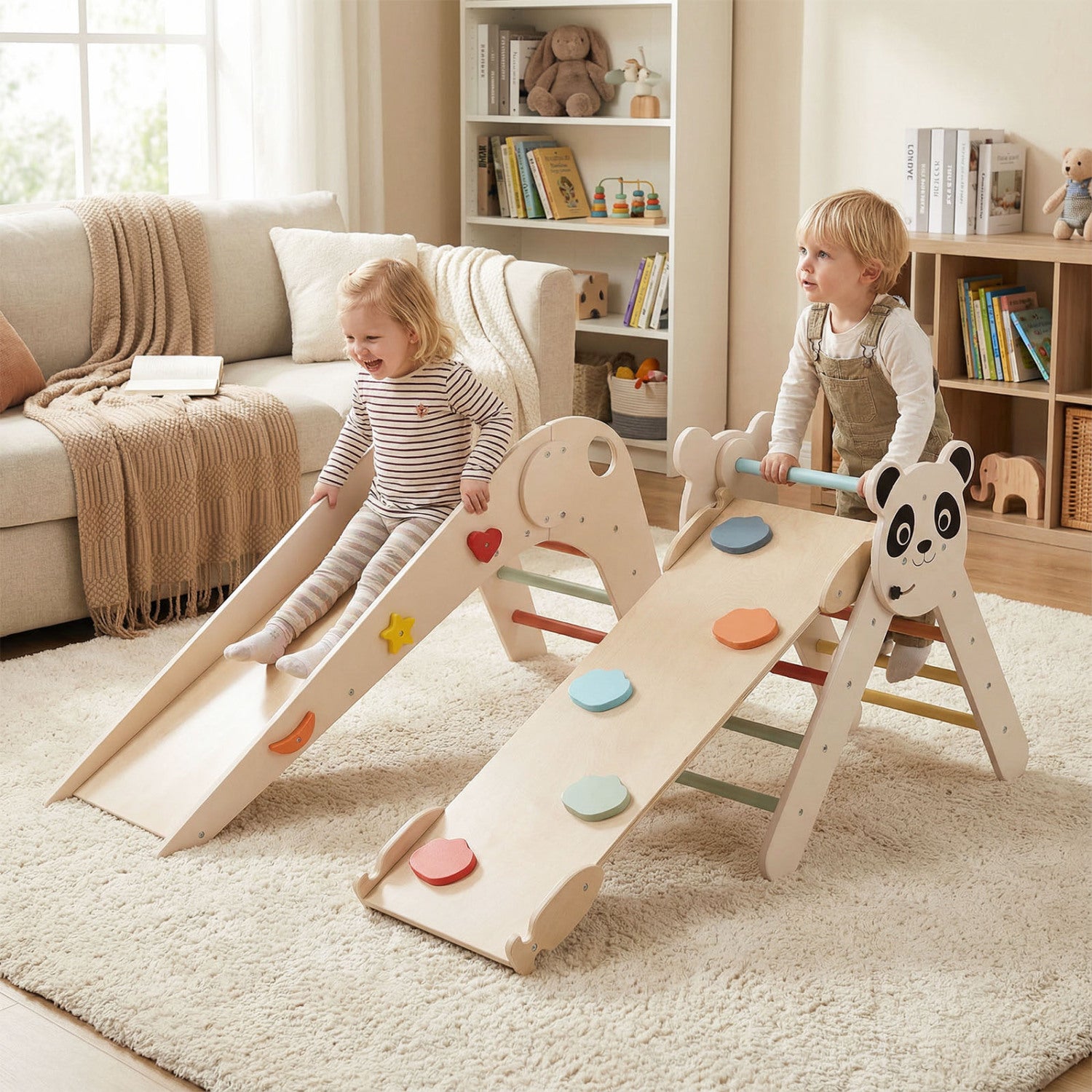 Panda Themed Foldable Wooden Climbing Triangle Set