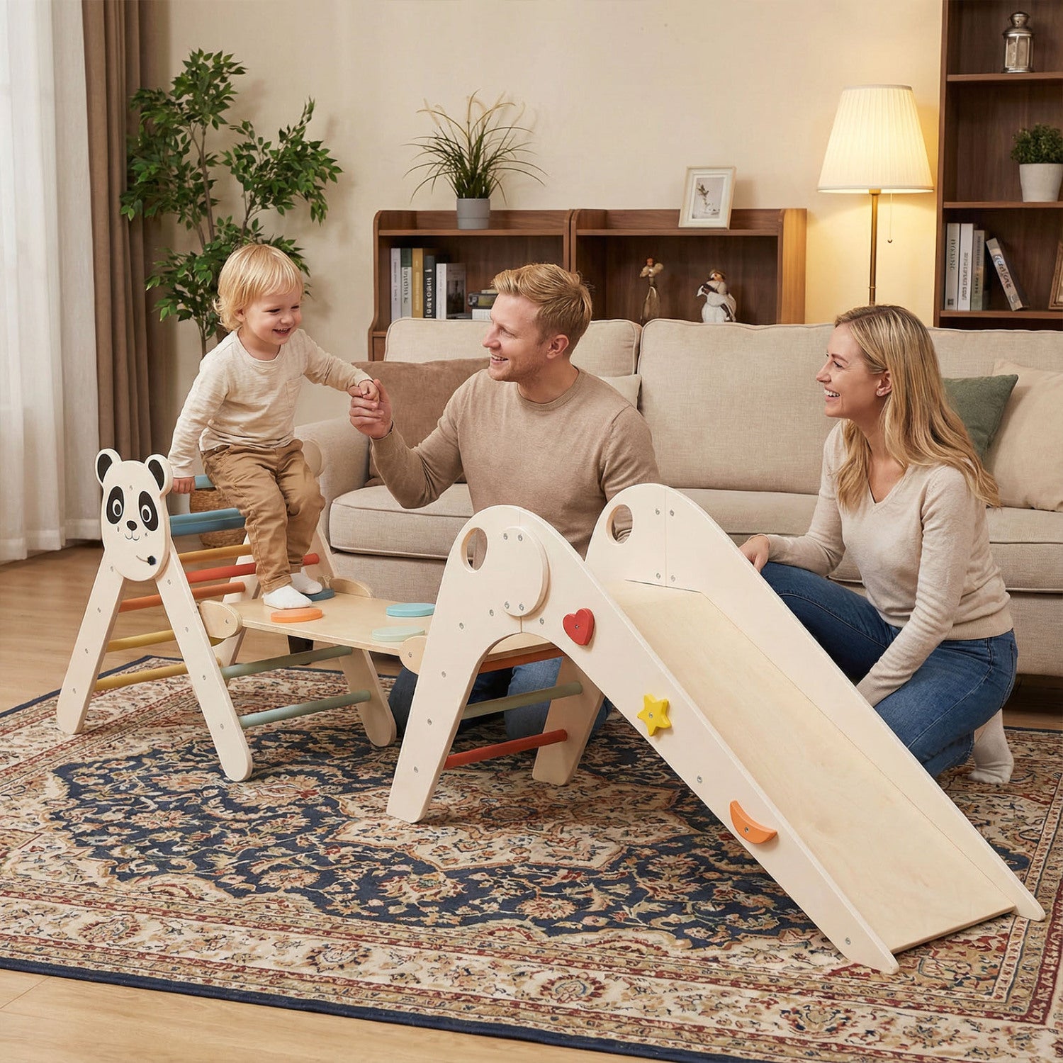 Panda Themed Foldable Wooden Climbing Triangle Set