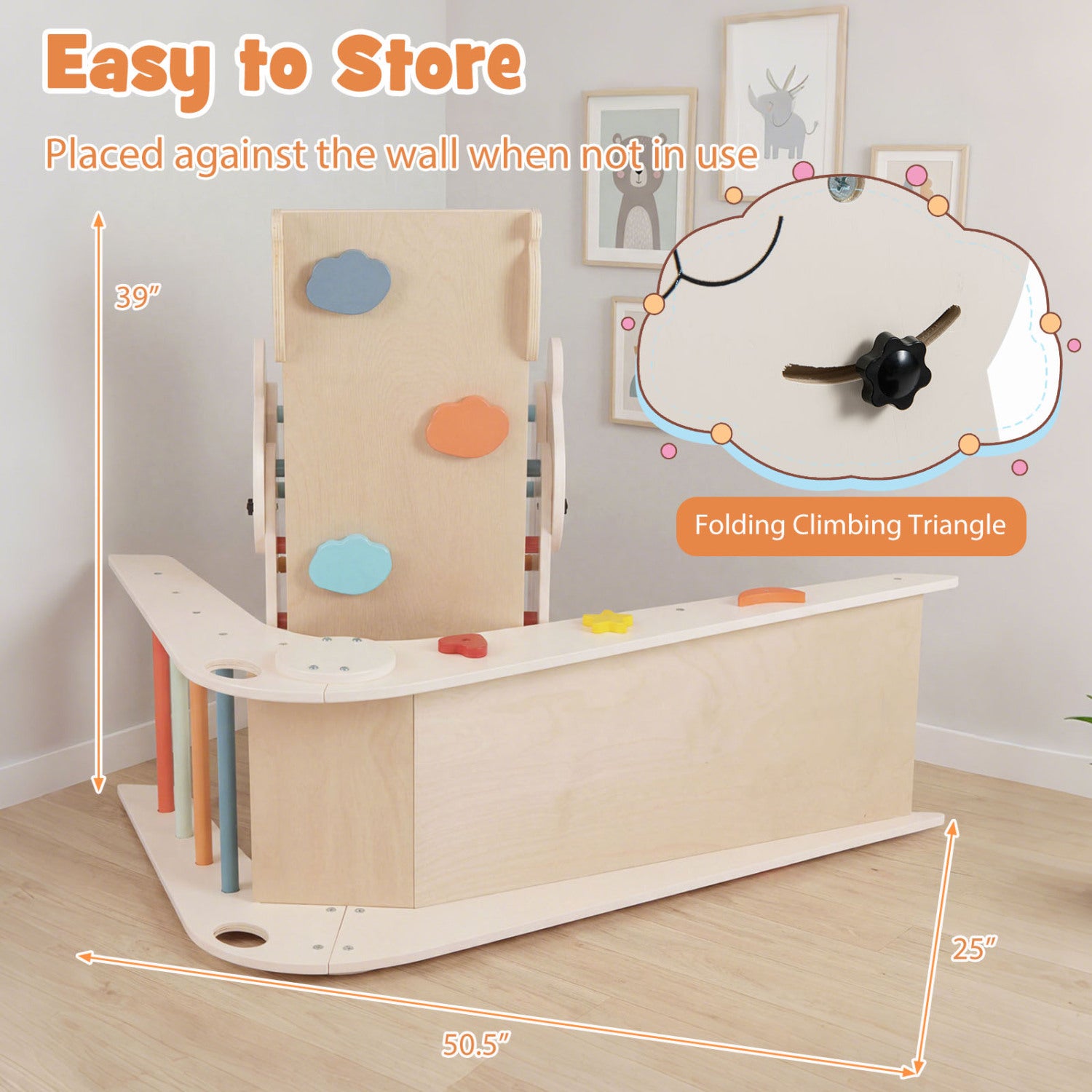Panda Themed Foldable Wooden Climbing Triangle Set