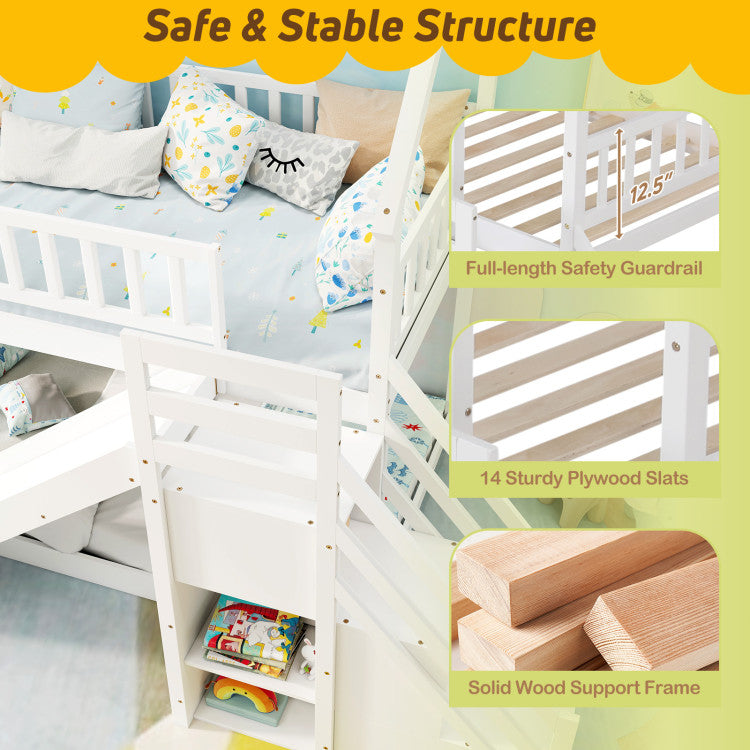 Twin Over Twin Bunk Bed with Slide & Staircase